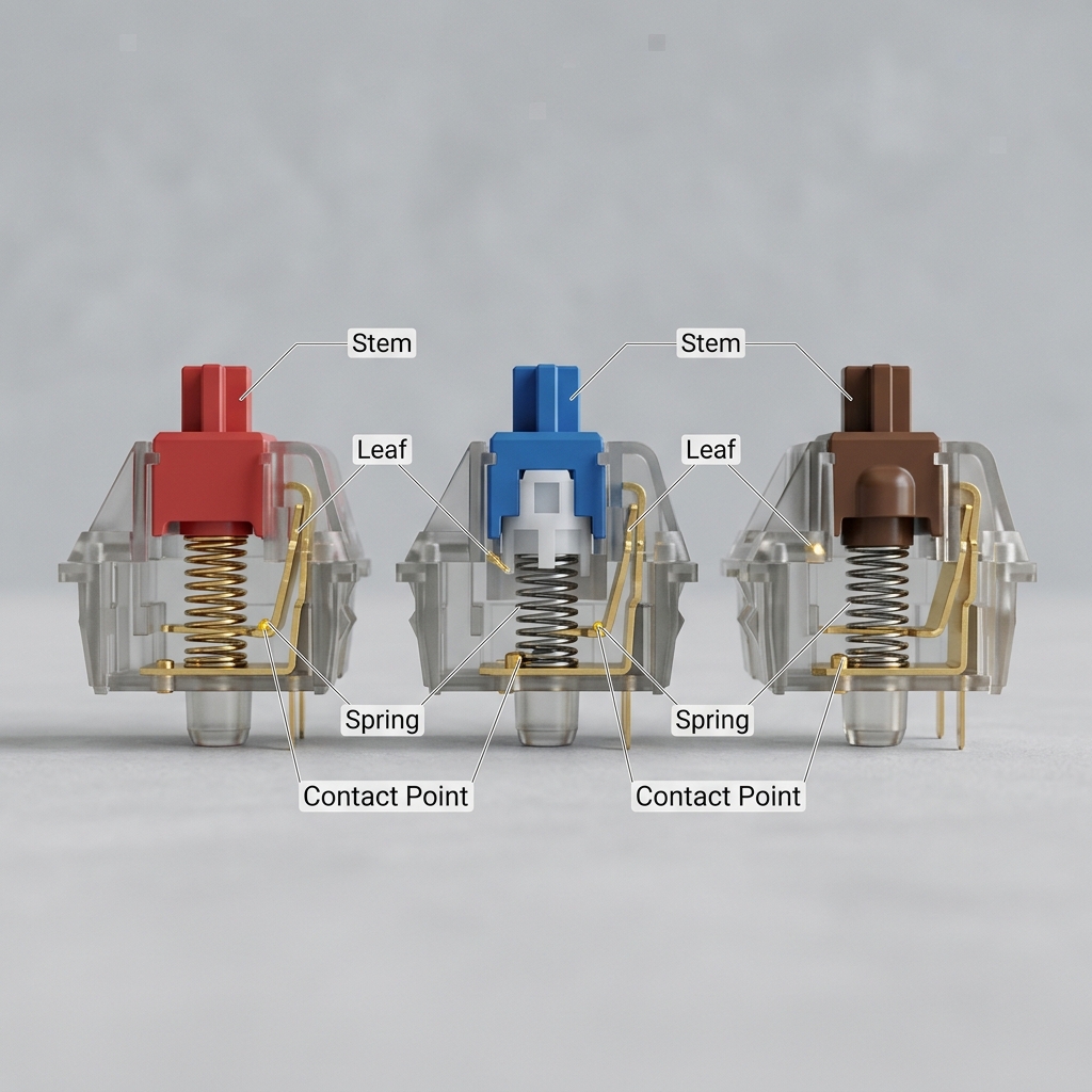 Cross-section diagram of a mechanical keyboard switch